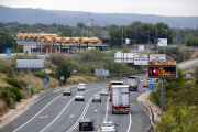 L'N-340 a la altura del acceso del peaje de Altafulla-Torredembarra.