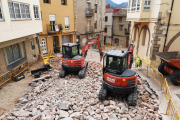 Imatge de les obres a la plaça de l'Ajuntament.