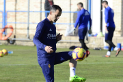 Linares en el primer entrenament amb el Zaragoza aquest matí