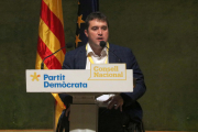 El president del PDeCAT, David Bonvehí, durant el Consell Nacional del partit a l'auditori AXA de Barcelona