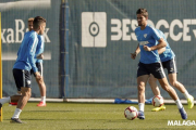 Un entrenament del Málaga, equip que visitarà Tarragona aquest diumenge.