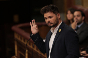 El portaveu d'ERC al Congrés, Gabriel Rufián, durant la seva intervenció al debat d'investidura.