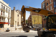 Foto de les obres a la plaça de la Sang.