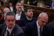 Jordi Sànchez, durant la primera jornada del judici de l'1-O el 12 de febrer.