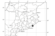 El mapa marca amb una estrella l'epicentre del terratrèmol, a la costa del Maresme.