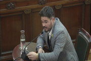 El Diputat d'ERC al Congrés Gabriel Rufián, durant la compareixença al Tribunal Suprem.