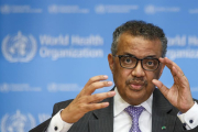 El director general de la OMS Tedros Adhanom Ghebreyesus en rueda de prensa.