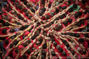 Pla de la pinya de la Colla Joves dels Xiquets de Valls al Concurs de Castells.