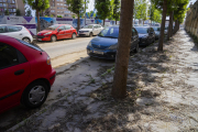 La brutícia s'acumula a les voreres i entre els cotxes aparcats al carrer de Manuel de Falla.