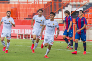 Brugui celebra el gol que va anotar després d'una centrada de Bonilla i que va suposar l'empat.