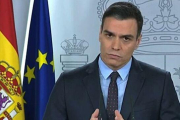 Pedro Sánchez, durant la compareixença d'aquest dissabte