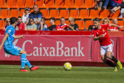 Carbia en el partit al Nou Estadi contra el València Mestalla.