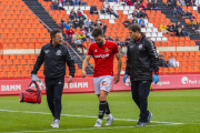 Goldar va entrar a la segona contra el Lleida per substituir a Fausto Tienza i va haver de ser canviat per la lesió de turmell.