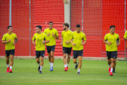 Els jugadors del Gimnàstic de Tarragona entrenen aquesta pretemporada a les ordres de Toni Seligrat.