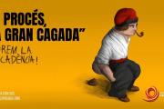 Cartell de SCC amb un caganer gegant per denunciar que el procés és «la gran cagada».