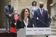 La consellera Meritxell Budó, en una compareixença al Palau de la Generalitat.