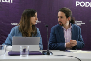 Ione Belarra con Pablo Iglesias en el Consejo Ciudadano Estatal.