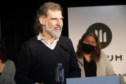 El presidente de Òmnium, Jordi Cuixart, en rueda de prensa.