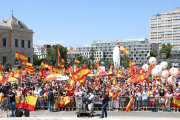 La plaça Colón durant la manifestació contra els indults