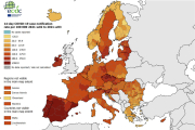 Mapa europeu sobre la taxa de notificacions de casos COVID-19 dels darrers 14 dies per cada 100.000 habitants