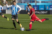 Joan Oriol, durant una jugada de l'Espanyol B-Nàstic del passat diumenge.