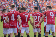 Els jugadors del Nàstic celebrant el gol.