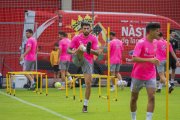 Marc Trilles, durant un entrenament d'aquesta pretemporada amb el Nàstic.