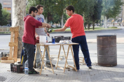 Imatge d'arxiu del d'una parada de castanyes a la plaça Imperial.