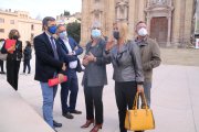 La consellera de Justícia, Lourdes Ciuró; el director territorial, Joan Juan; el director del COMEBE, Batiste Forcadell; i la directora del CIRE, Annabel Marcos, a Tortosa.