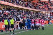 Els jugadors del Nàstic celebren la victòria.