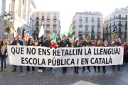 Manifestació a la plaça Sant Jaume de Barcelona.