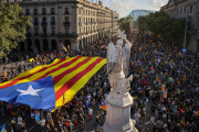 Una gran estelada al final de la manifestación de la ANC por la Diada.