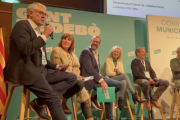 Jordi Sendra, candidat de Junts a l'alcaldia de Tarragona, durant la seva intervenció.