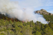 Imatge de l'incendi forestal entre Xerta i Paüls, al Baix Ebre.