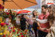 Les paradetes de Sant Jordi, tant de llibres com de roses i altres elements, es van concentrar als carrers del nucli antic.