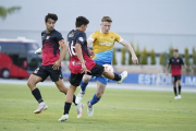 Pol Domingo durante el partido contra la Nucía de la primera vuelta al Estadio Camilo Cano.