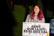 L'alcaldable a Tarragona,  Eva Miguel., a l'acte que dóna el tret d esortida de la formació  de la campanya de les eleccions municipals del 28 de maig.