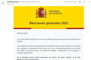 Los estafadores envían ese mensaje al correo electrónico de la potencial víctima. El Ministerio no comunica a los escogidos por formar parte de las mesas electorales a través del correo electrónico, lo hace a través de un correo certificado.