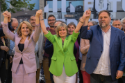 Llauradó va estar acompanyada de Natàlia Mas i Oriol Junqueras a l'acte central de campanya.