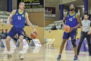 Adrià Aragonès y CJ Barksdale durante un partido del CB Salou la última temporada.