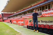 El segundo entrenador del Nàstic, Iván Moreno, en el Nou Estadi Costa Daurada.