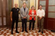 Noemí Llauradó, Josep Baiges, Sergi Novo i Daniel Martínez, després de presentar el projecte 'SOULFOOD' al Palau Bofarull de Reus.