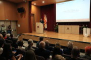 El president del Govern, Pere Aragonès, durant l'acte d'inauguració a la URV.