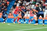 El davanter del Lugo Adri Fuentes durant l'últim partit a l'Anxo Carro contra la Ponferradina.