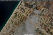 Imatges del satèl·lit Sentinel-2 de Copernicus del 7 d'octubre a la frontera nord entre Gaza i Israel.