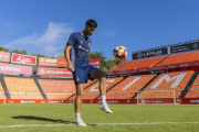 El jugador del Nàstic, Pablo Trigueros, ahir a la gespa del Nou Estadi Costa Daurada.