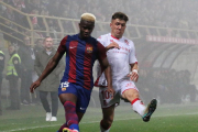 L'exjugador del Nàstic Aarón Rey durant el partit contra el Barça Atlètic.