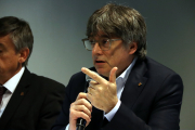 Carles Puigdemont en la presentació del llibre 'Cartes des del cor d'Europa' de Toni Comín.