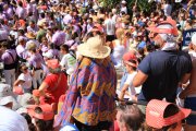 Persones intentant refugiar-se de la calor durant la diada castellera de Sant Magí de 2023 a Tarragona