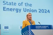 L'eurocomissària d'energia, Kadri Simson, durant la presentació de l'informe anual sobre la situació energètica de la Unió Europea.